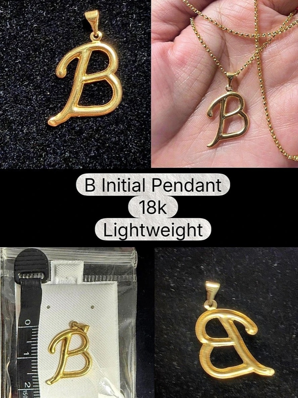 B Initial Pendant Gold Initial Pendant Necklace75